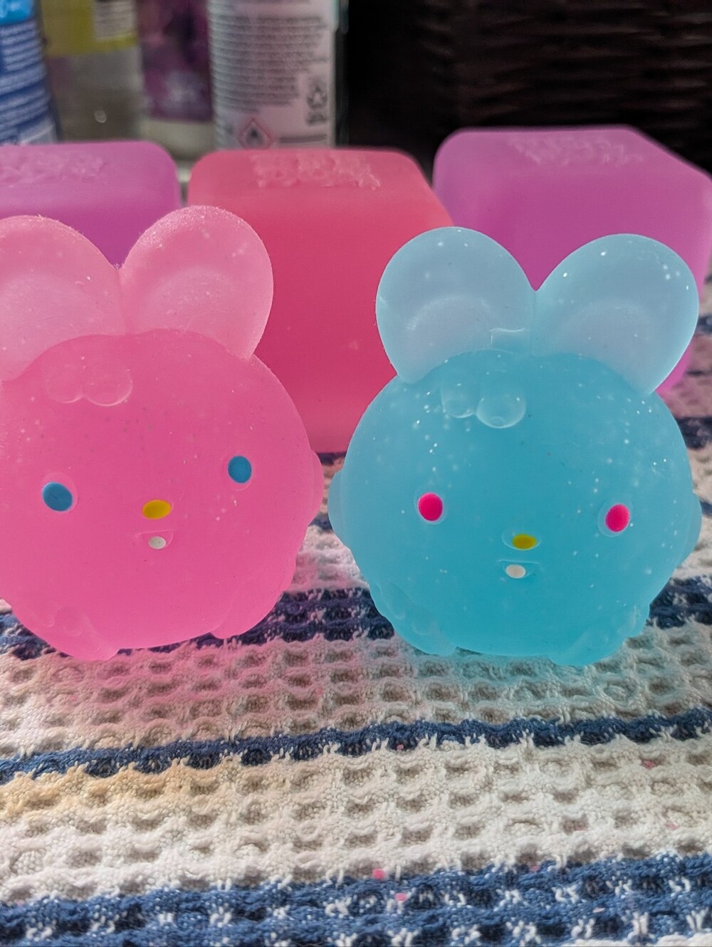TWO NOT Needoh Jelly Hops. One Pink And One Blue For $10. Feel More  Jelly.
